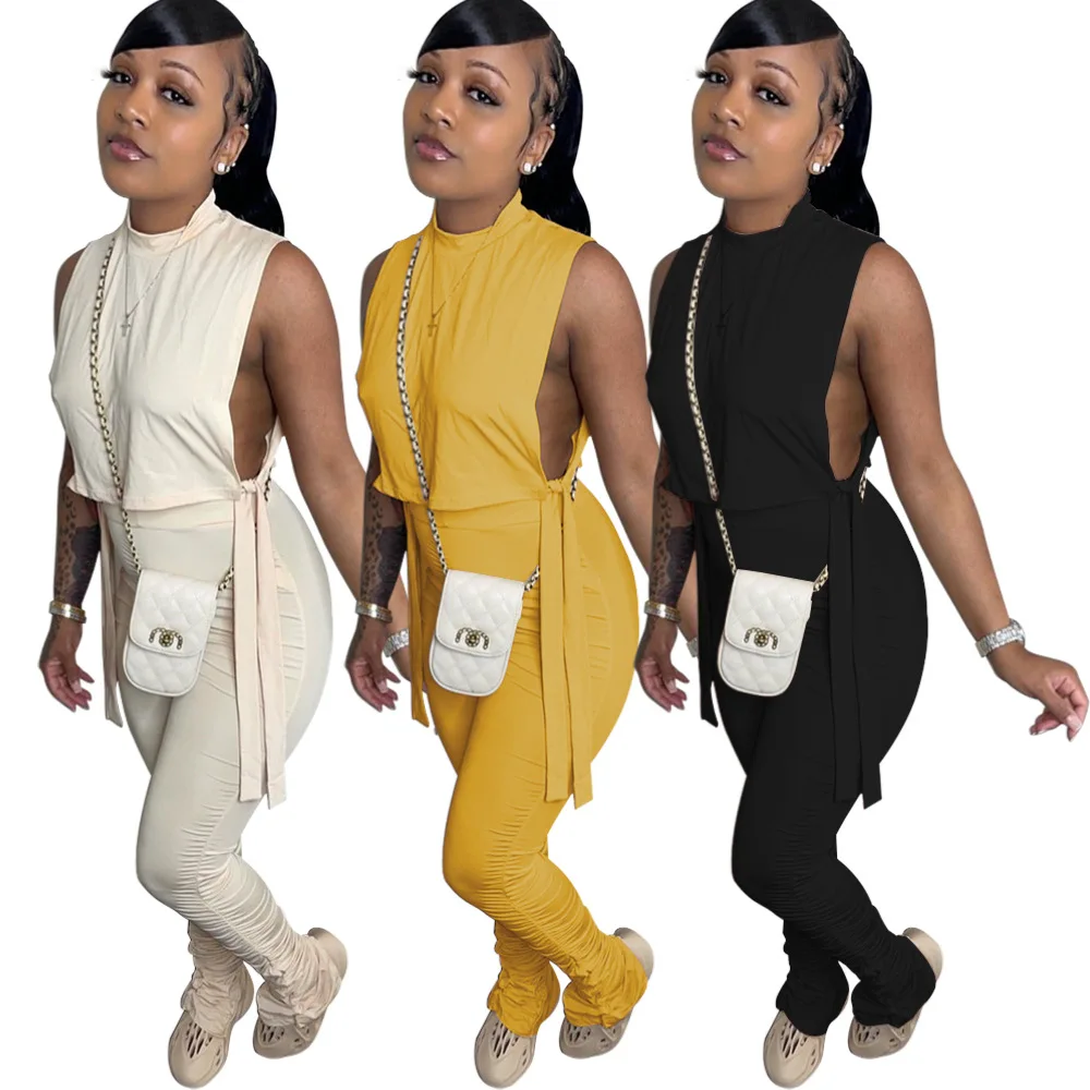 

Женский костюм, хит продаж, пикантная женская блузка, ажурные плиссированные брюки, костюм из двух предметов