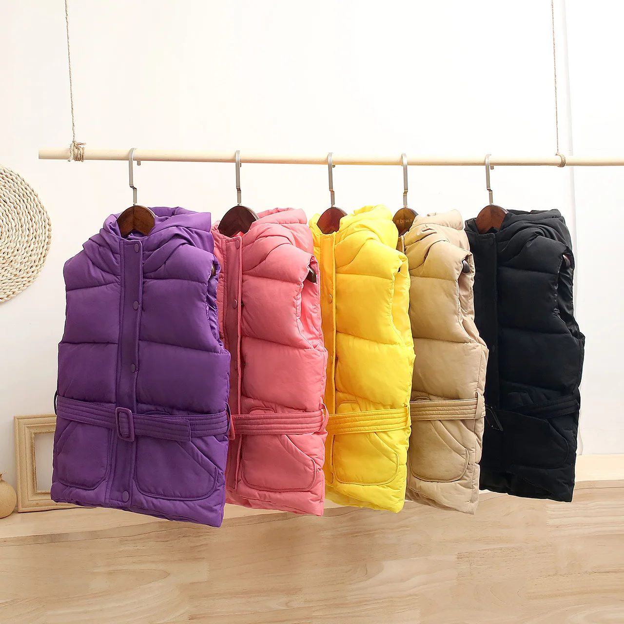 Зимняя куртка без рукавов жилет с поясом пуховая одежда пальто средней длины для