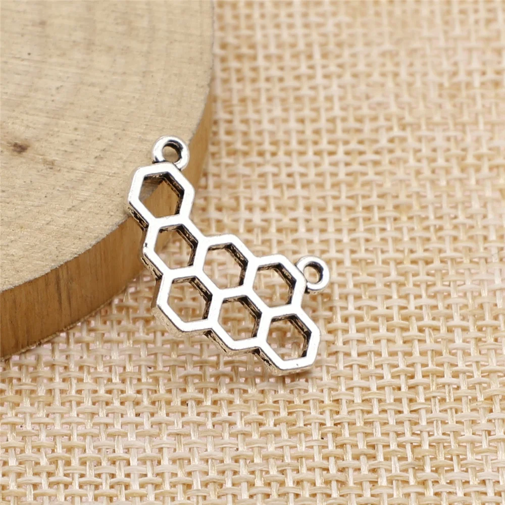 

10Pcs 24x15mm Antique Silver Color Honeycomb Connector Charms Antique Jewelry Making DIY Handmade Craft