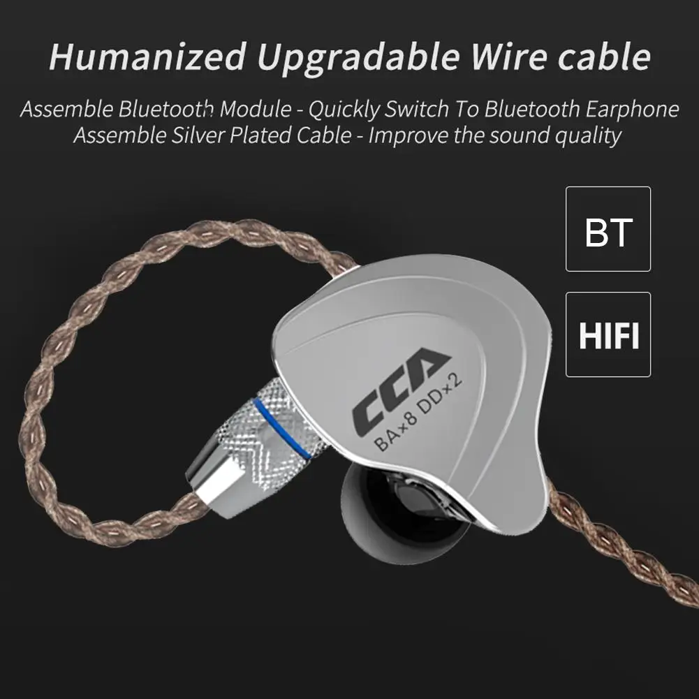 

CCA C10 4BA+1DD Hybrid In Ear Earphone HIFI DJ Monitor Running Headset Sports Earphone 5 Drive Unit Noise Cancelling Earbuds
