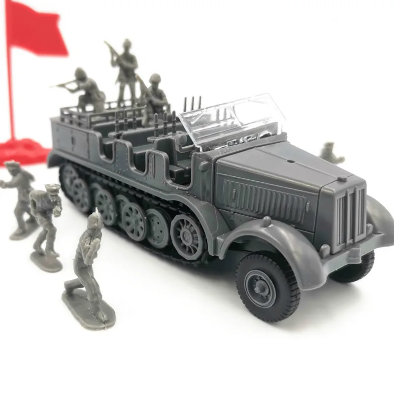 

1:72 Scale German Military Sd.Kfz.7 Half-Track Vehicle Plastic Assembly Model Armored Car With Soldiers Model Toys For Children