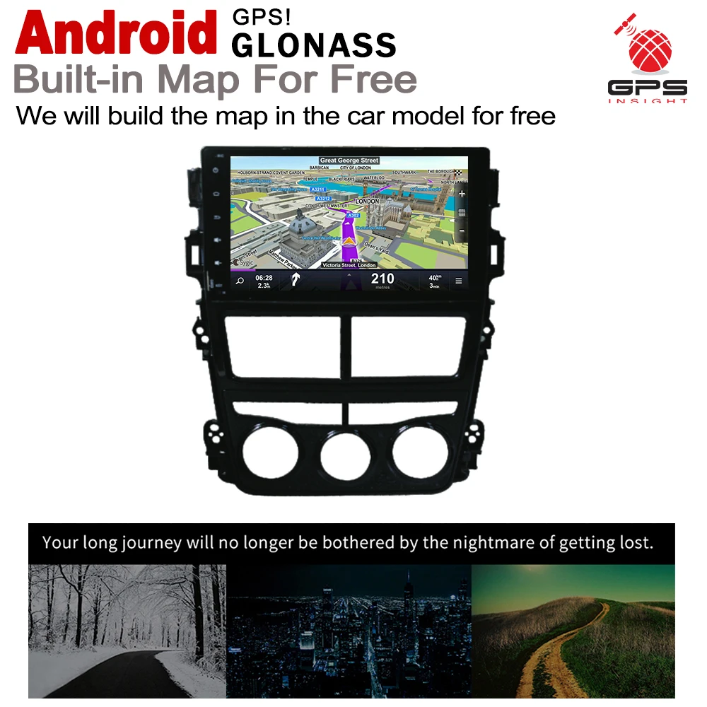 ZaiXi IPS Android 2 DIN Автомобильный GPS для Toyota yaris vios2 2019 навигационная карта