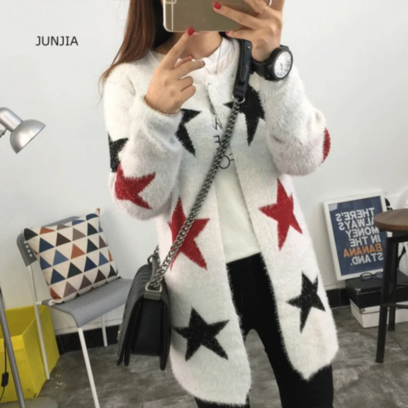 2018 Winter Cardigan Women Long Sweater Knitwear Mohair Pull Femme Korean Warm With Deer Christmas Jumper |