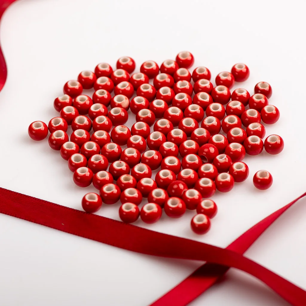 6 16 # большие красные керамические бусины ярко фарфоровые китайские аксессуары