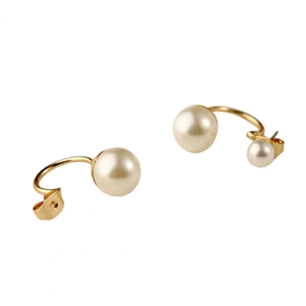 

80% Hot Sale 1 Pair Girl's Sweet Stud Earrings Lovely Double Faux Pearl Rhinestones Ear Stud Earrings Jewelry серьги женские