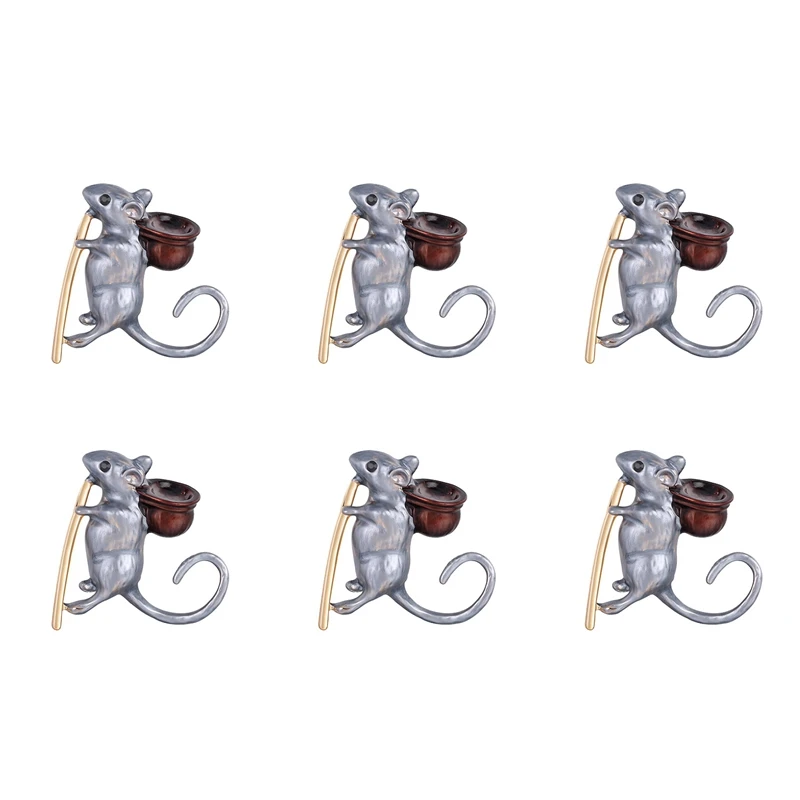 

6Pcs Animal Shape Pin Brooch Little Mouse Zodiac Jewelry Jewelry