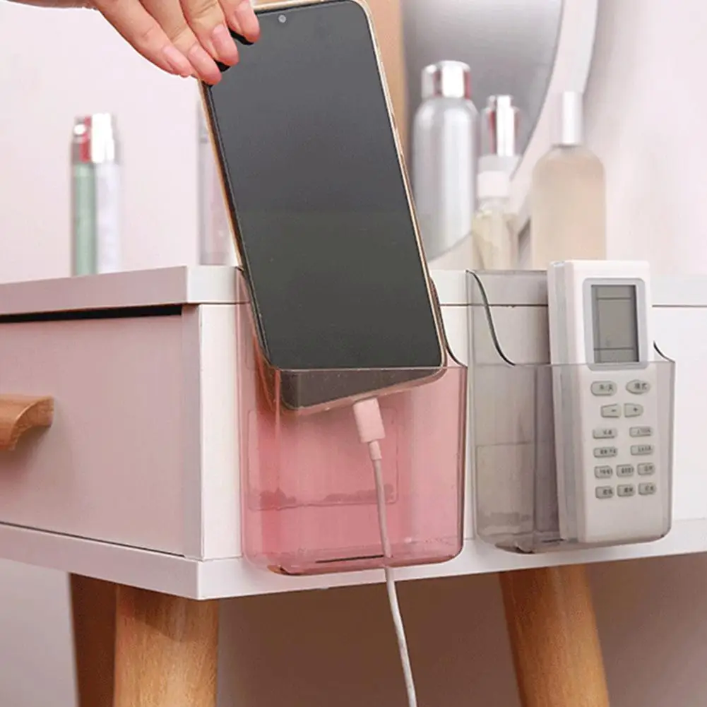 

Wall Mounted Storage Box Bathroom Transparent Plastic Toilet Rack Control Storage Punch-free Box Stationery Remote Debris C8K7