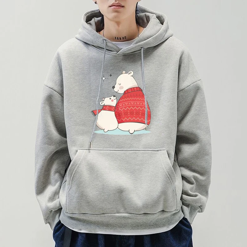

Fashionable And Interesting Pullovers Cute Bear Print Parent-child Outfit Long Sleeve Harajuku Mens Hoodie Dreess Women Child