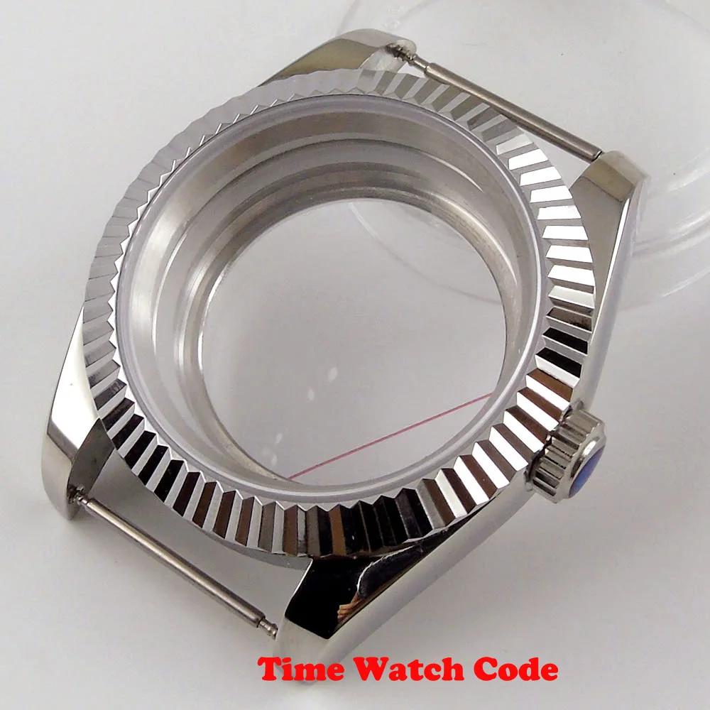 Completa de Aço Relógio Masculino Case Peças Caber Nh35 Nh36 Movimento Automático Inoxidável Safira Vidro Substituição 40mm