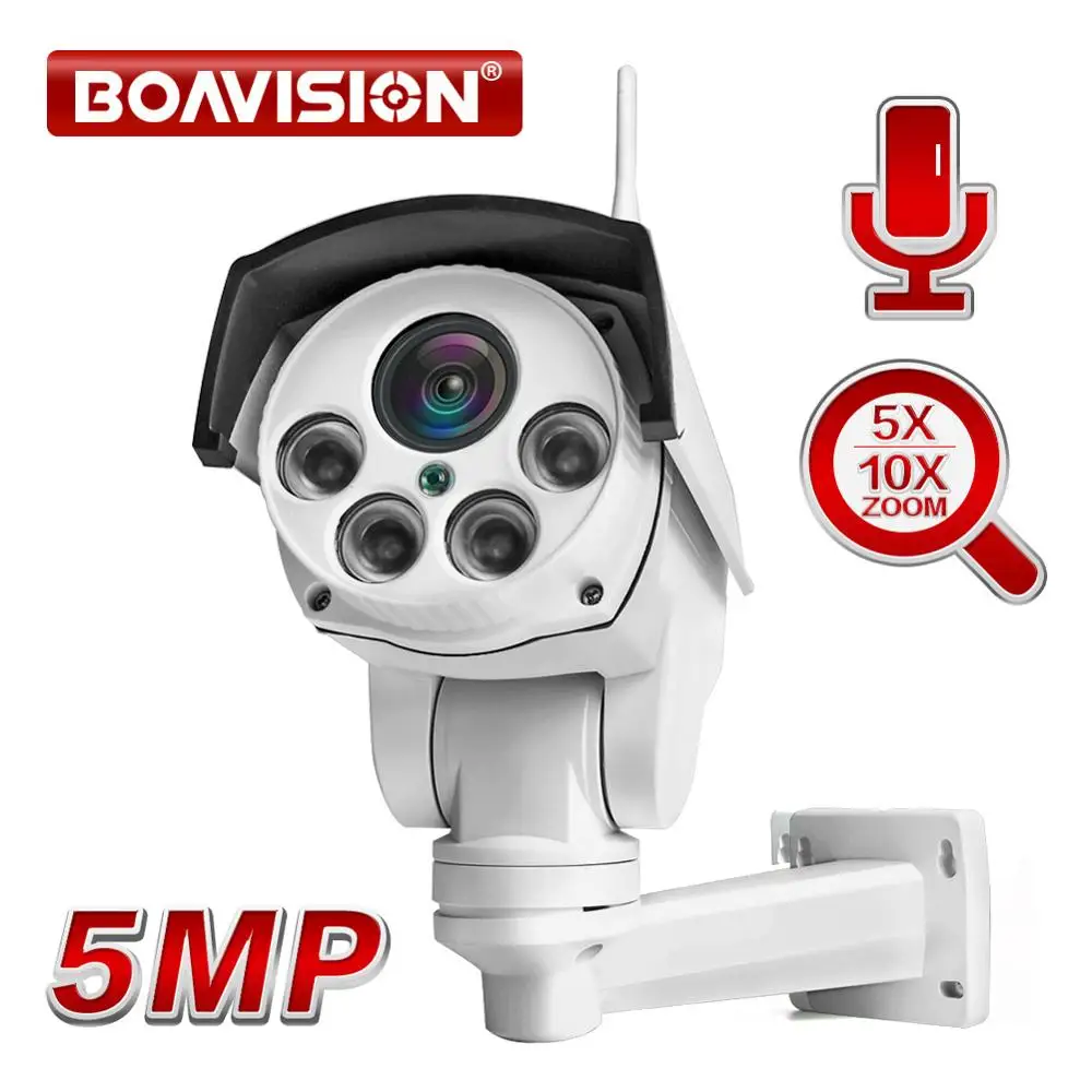 Супер HD 1080P 5MP Wifi PTZ IP камера Onvif аудио 5X 10X оптический зум 2MP CCTV камера безопасности наружная ИК 50 м P2P CamHi