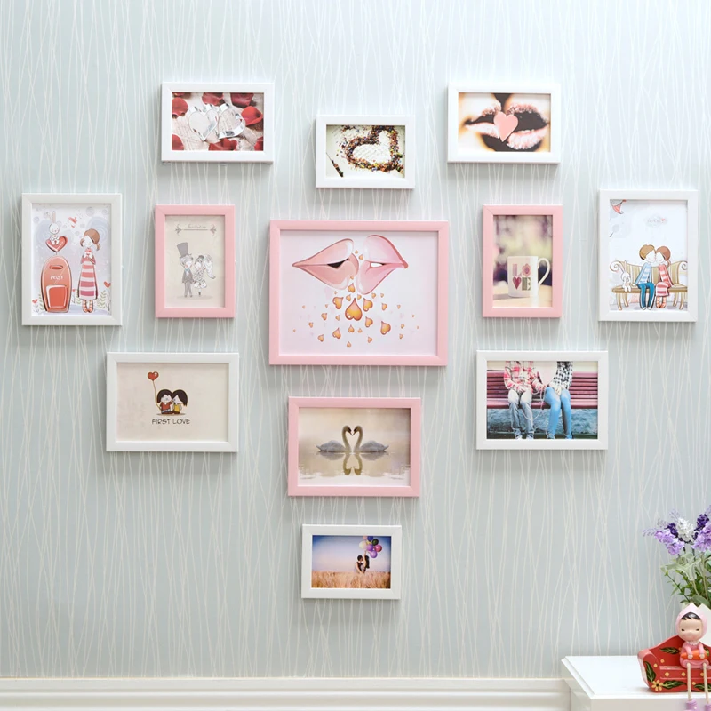 12 шт. розовый белого и синего цвета Цвет Сладкая тема настенные подвесные рамки