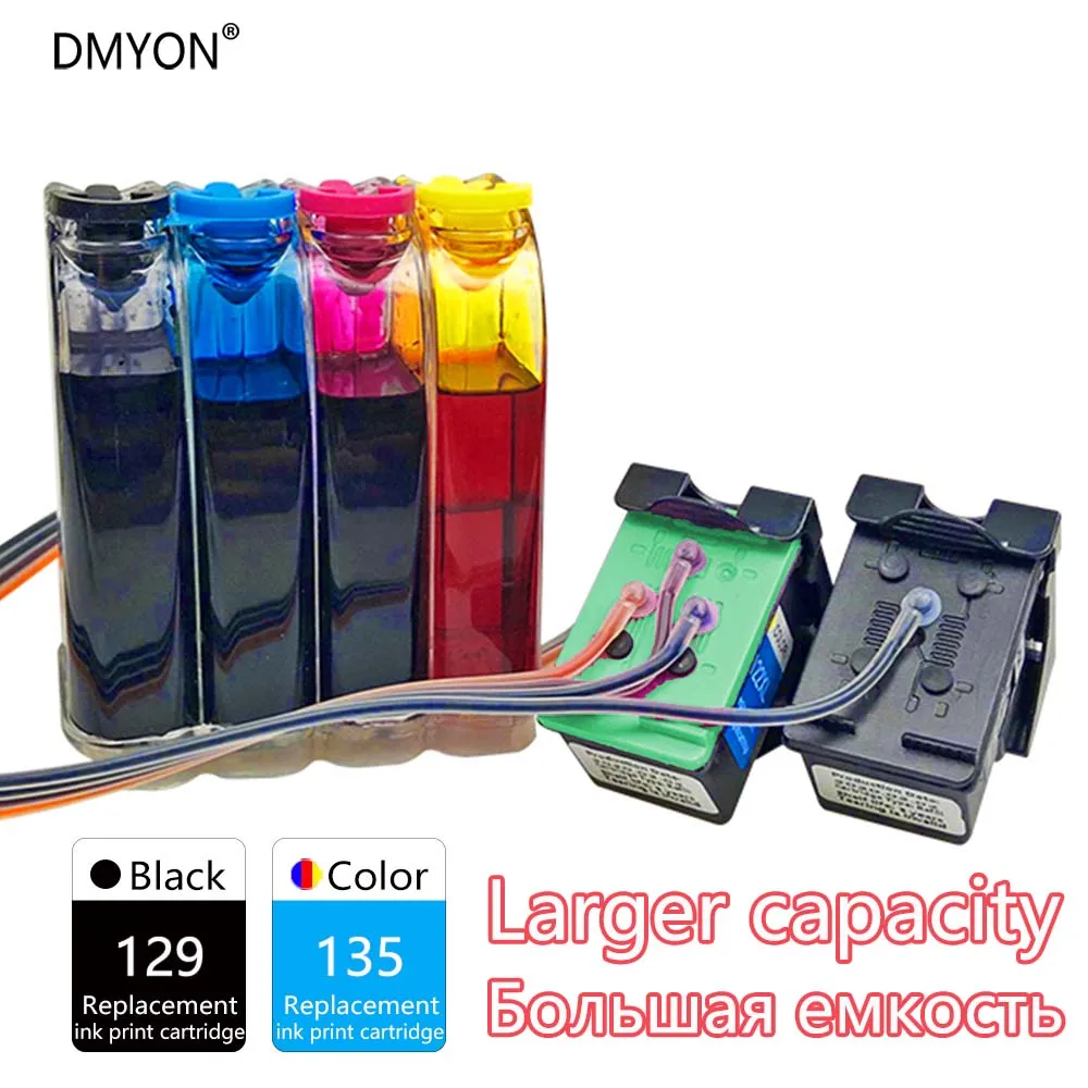 DMYON CISS 129 135 совместимый с картриджем Hp Deskjet 6940 6940dt 6943 6980 6980dt 6980xi 6983 6988 6988dt 6988xi