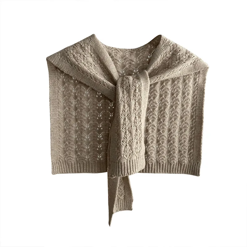 

Scarf 2021 Autumn Knitted Shawl College Style Hollow Women's Solid Color Shawl Long Temperament
