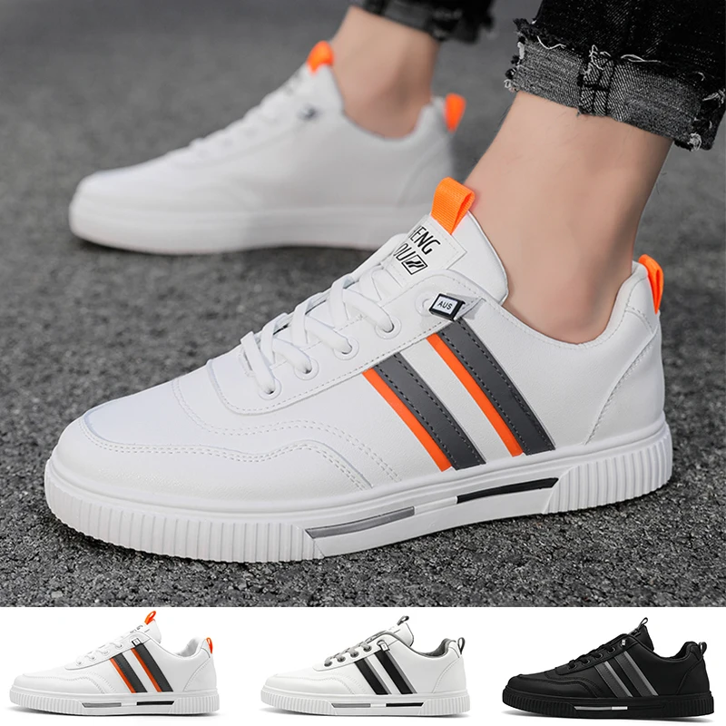 

Men Skateboard Shoes Flat Walking Casual Sneakers Black White Sports Shoes Waterproof Footwear