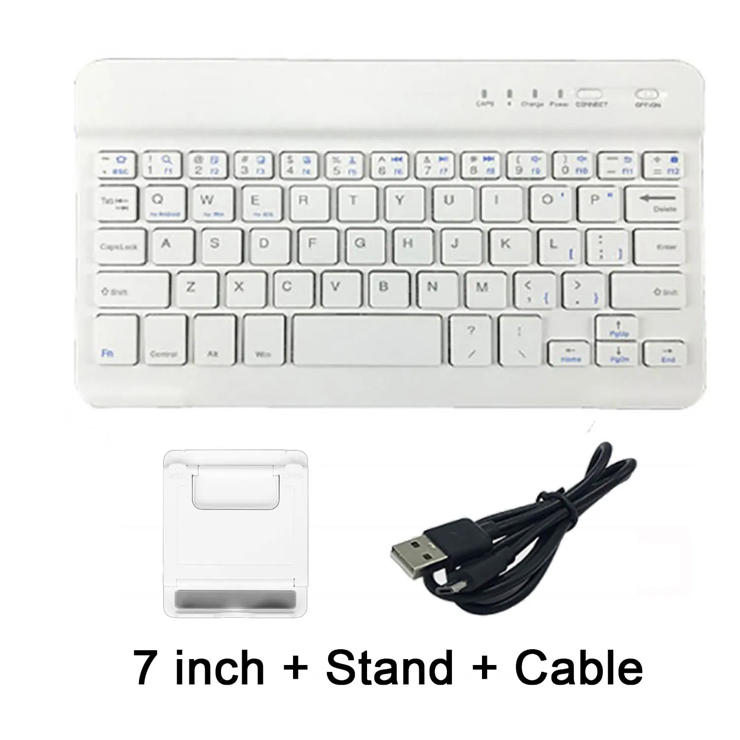 7in White with stand Ультра тонкая мультимедийная алюминиевая Беспроводная Bluetooth клавиатура для IOS Android планшетный ПК Windows для IPad Min Bluetooth клавиатура - Цвет: 7in White with stand