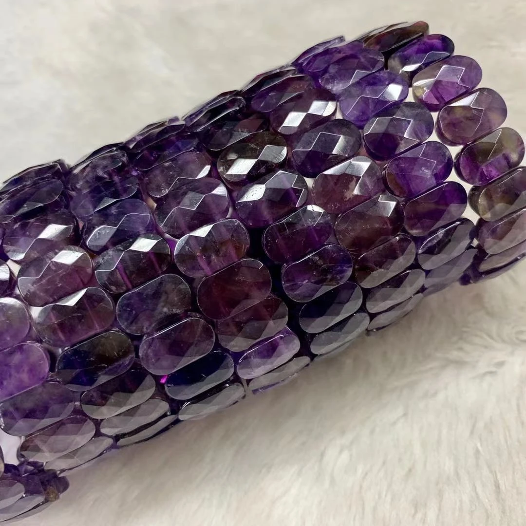 Фиолетовый аметистовый камень браслет с бусинами женский из натуральных