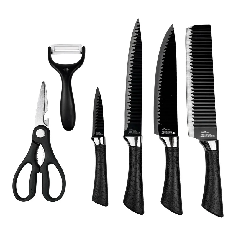 

Горячая Распродажа 6 шт., набор кухонных ножей из нержавеющей стали с антипригарным покрытием
