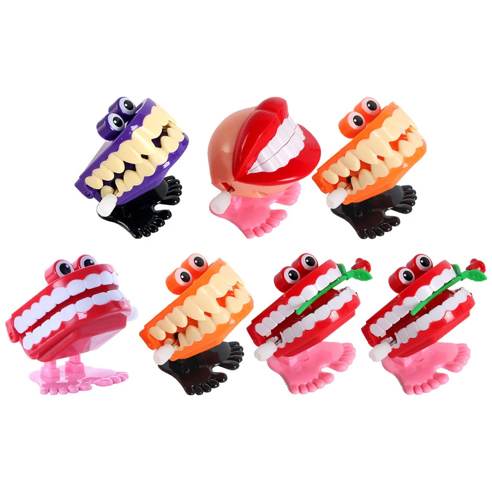 

7pcs Walking Teeth Shape Clockwork Mini Funny Wind-up Teeth Random Style