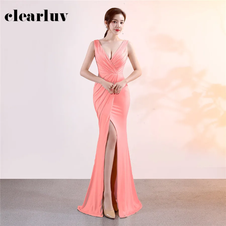 Облегающее вечернее платье розового размера плюс сексуальное плиссированное на