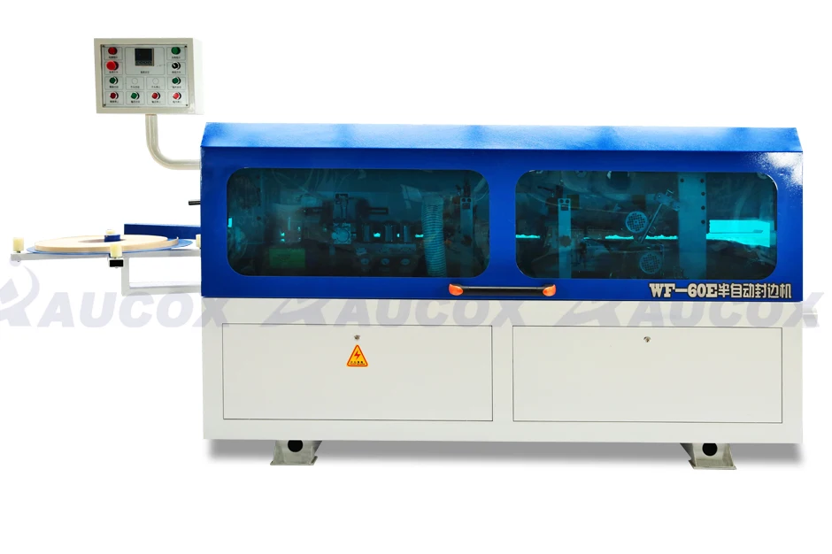 WF-60E полуавтоматическая кромкооблицовочная машина с функциями склеивания, обрезки, полировки и скребка