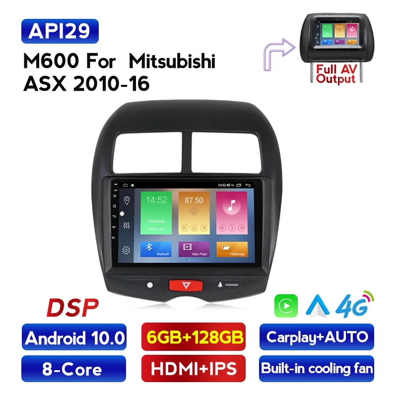 

Автомобильный радиоприемник на Android 10 с голосовым управлением для Mitsubishi ASX 2010-2016 Citroen C4 Peugeot 4008, беспроводной Carplay 6 ГБ ОЗУ 128 Гб ПЗУ FM