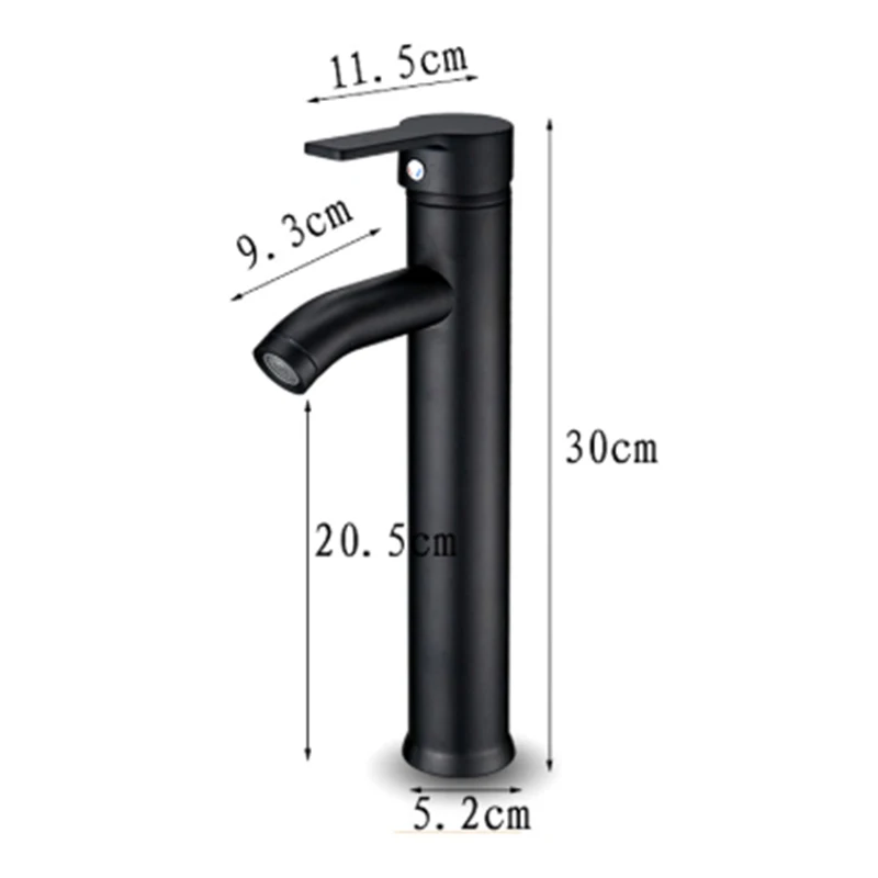 Смеситель для раковины с одной ручкой кран холодной и горячей воды черный