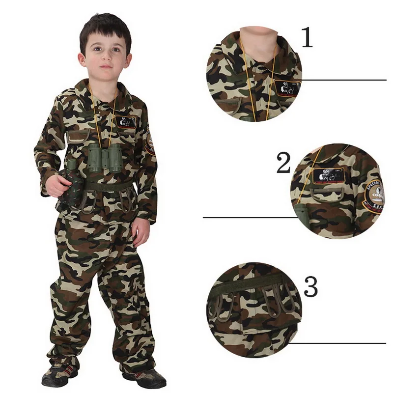 Костюм Солдата спецназа для мальчиков и девочек детский армейский Камуфляжный