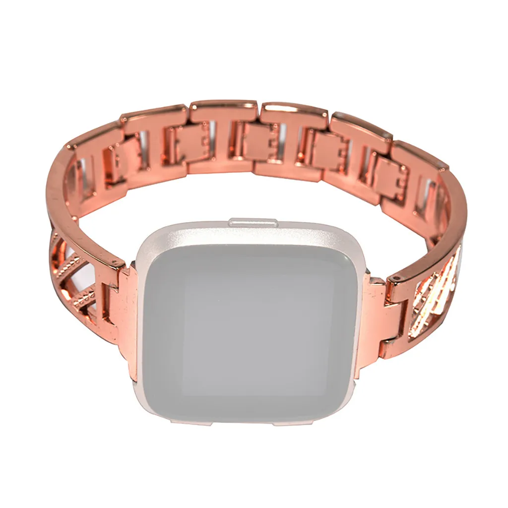 

High Quality Smartwatch Band Support Accessories Luxury Alloy Twill Diamond Stainless Steel Band Strap Band For Fitbit Versa