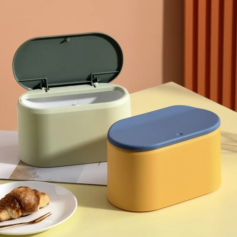 

Mini Small Waste Bin Desktop Garbage Trash Can Plastic Home Office Table Trash Can Dustbin Basket Household Sundries Barrel Box