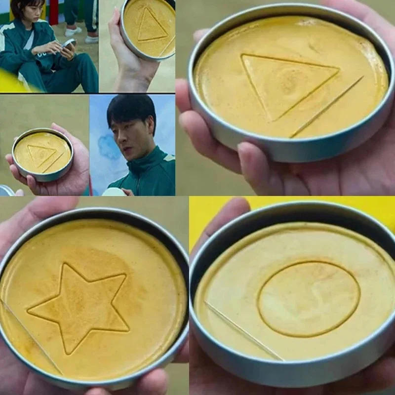 

Squid Game With Biscuit Pick Candy Cake Ponkan Candy Candy Cake Buckle Korean Drama Game With Needle Iron Box Packaging
