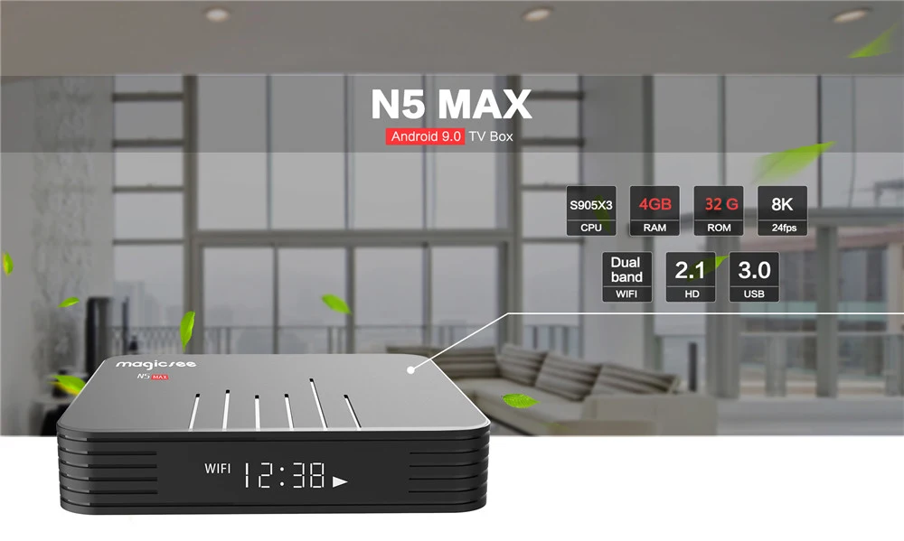 N5 MAX Android 9,0 ТВ приставка DDR4 4 ГБ ОЗУ 64 Гб ПЗУ Amlogic S905X3 медиаплеер 1000M LAN 2,4G 5G WiFi Bluetooth 4,1 4K HD Smart Box