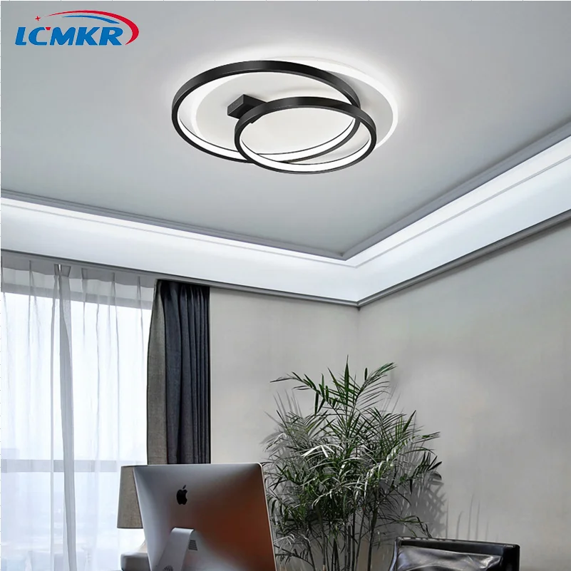 

Современные светодиодный стры, светодиодные лампы для гостиной, спальни, кабинета, черного и золотого цвета, круглые потолочные светильник...