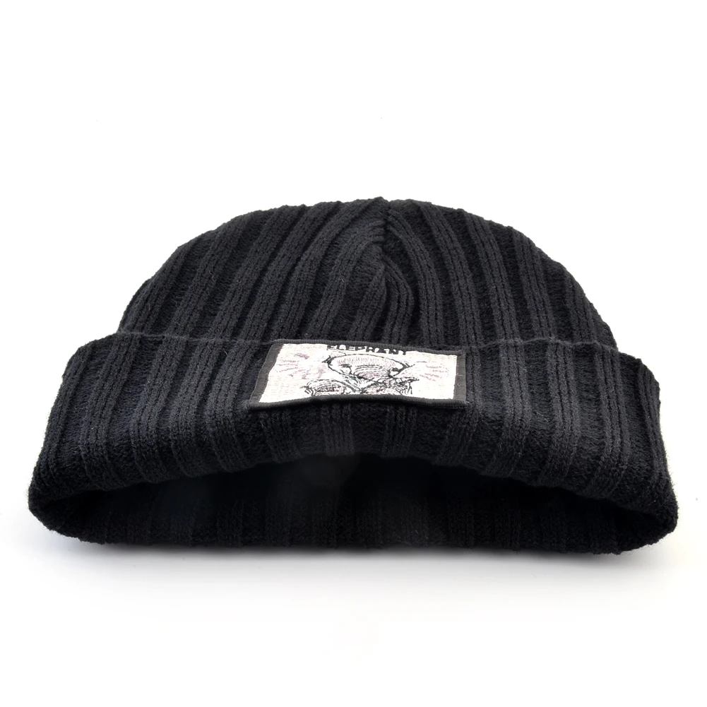 Уличная одежда шапочки мужские вязаные шерстяные шапки с вышивкой модные хип-хоп