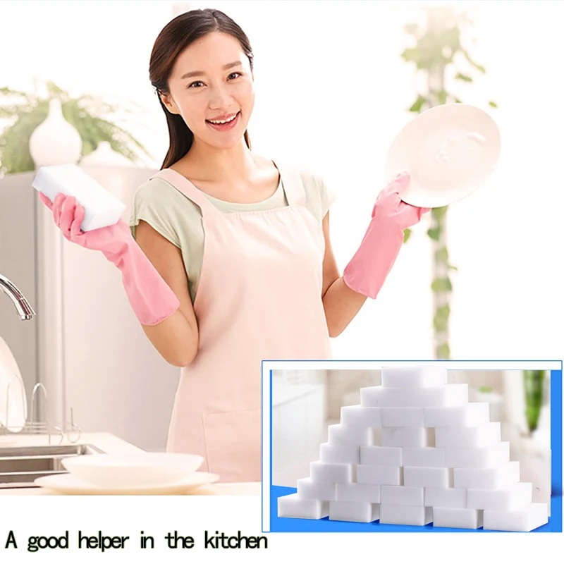

100*60*20mm White Melamine Sponge Magic Sponge Eraser For Kitchen Office Bathroom Clean Accessory/Dish Cleaning Nano
