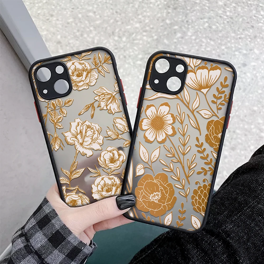 

Floral flower pattern Phone Case for iphone 13 12 XS 11 pro max mini SE 2020 7 8 plus X XR case Camera protection luxury coque