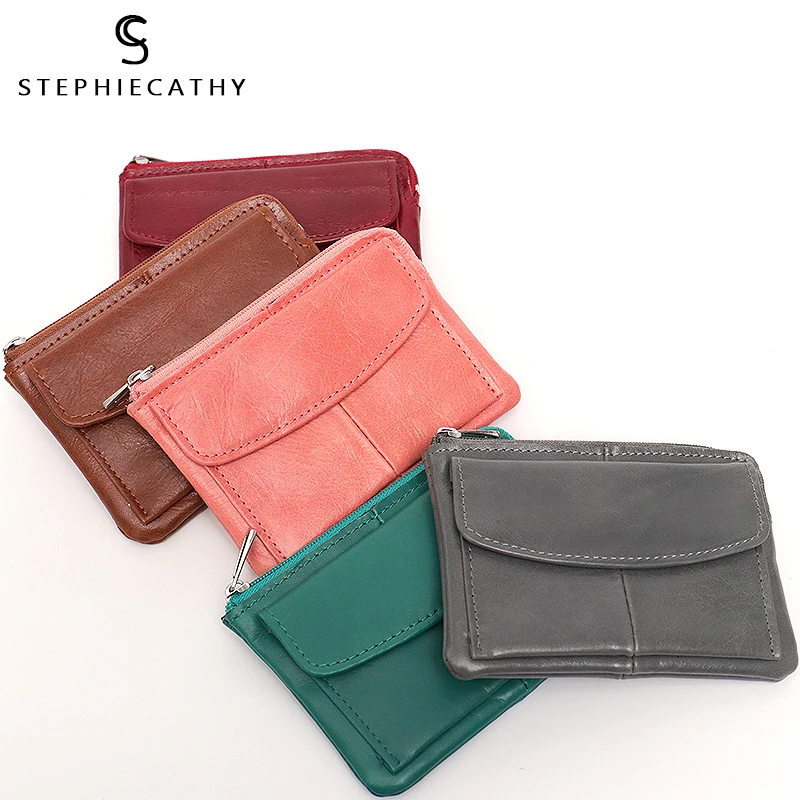 SC Women Real Leather Small Wallet Lady Mini Flap Bag Short Femal Coin Purse Girls Card Holder Key Chain Handbag | Багаж и сумки