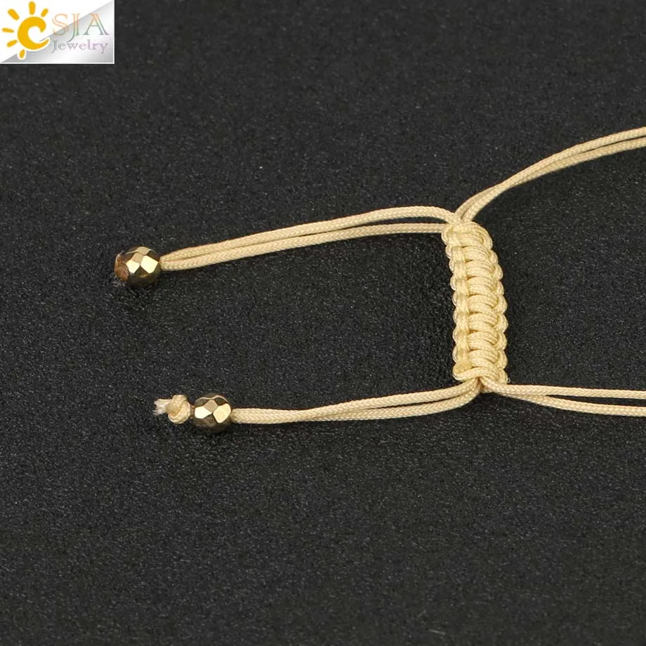 CSJA Braided Rope Chain Pendants Woven Bracelets Jewelry Round Crystal Beads Minimalist Women Charms Pulseras S503 | Украшения и