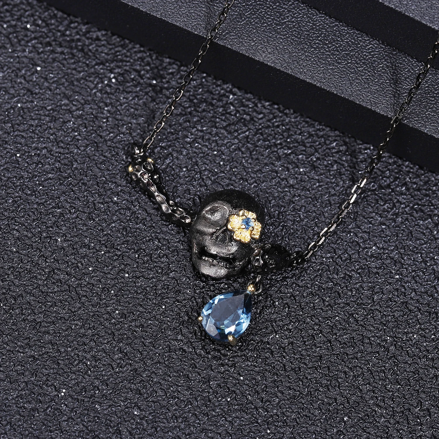 Женское ожерелье из серебра 925 пробы с натуральным голубым топазом украшение для