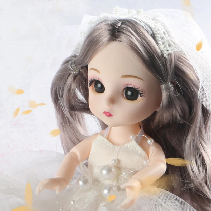 

New High quality 15cm Doll Toys for Children 1/12 BJD Girl Doll with Beautiful wedding dress DIY Dress Up Dolls for Girls Gift