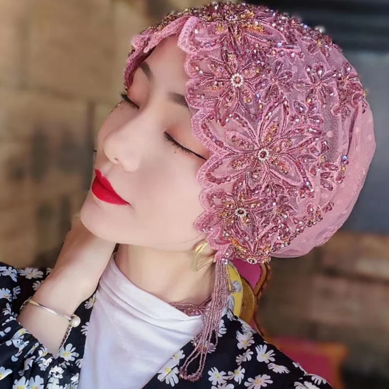 

Muslim women hijaber rhinestone head cover instant girls cap hijabs