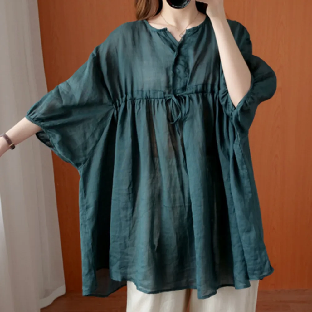

TSACTE Spring/Summer 2021 New Mid-Sleeved Loose Casual Fashion Solid Color Plus-Size Women's Fashion Top