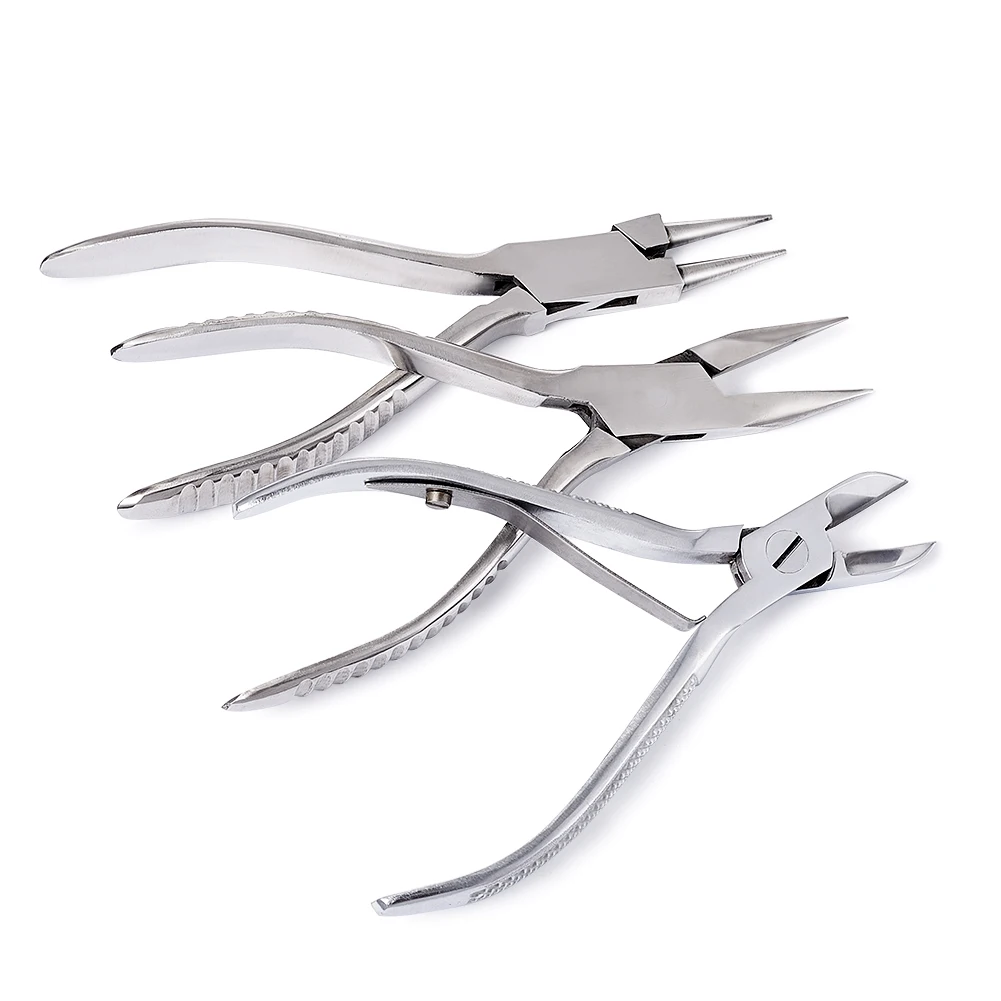 

3pcs/set DIY Jewelry Tool Carbon Steel Side Cutting Pliers, Round Needle Nose Pliers and Stainless Steel Needle Nose Pliers