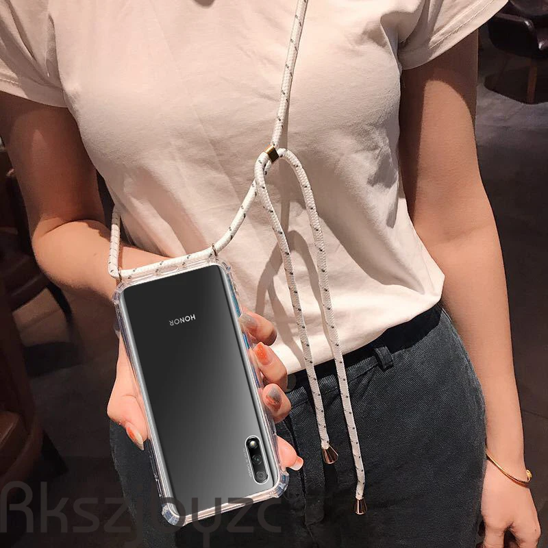 Для Huawei Y5 Y9 2018 Y6 Y7 Pro Prime 2019 ремешок через плечо ТПУ противоударный чехол для