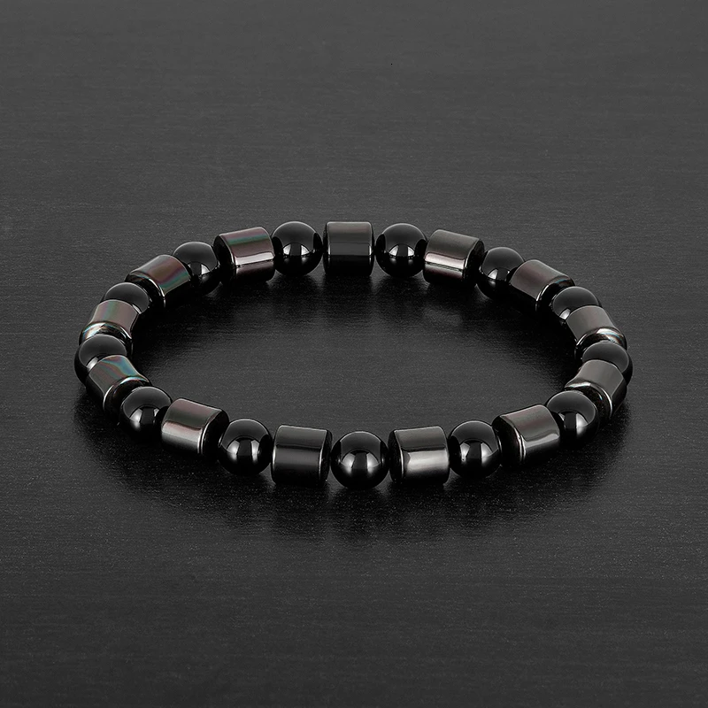 

2019 New Fashion Bracelet Men luxury column Hematite 8mm Tiger eye stone bead Handmade charm Bracelets for Men Jewelry gift