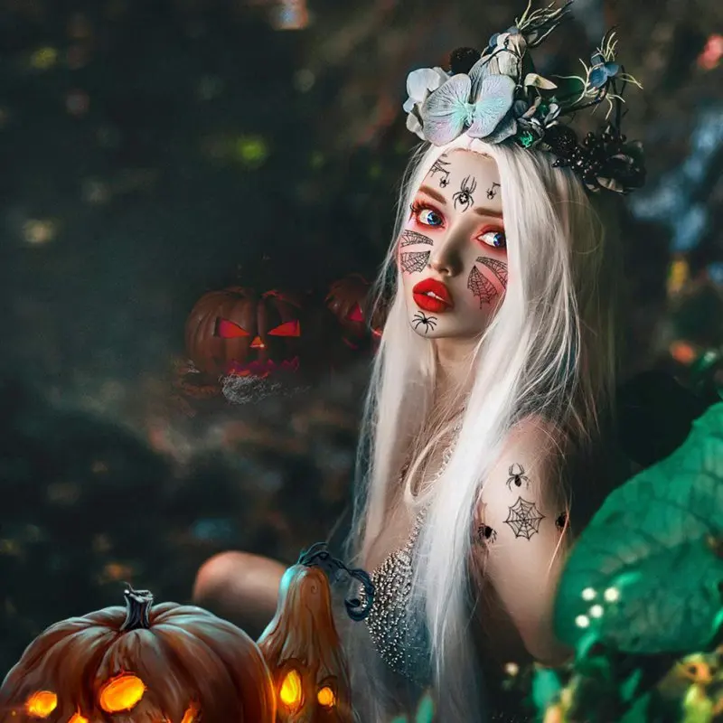 Костюм на Хэллоуин косплей татуировка наклейка лицо паука временная паутина