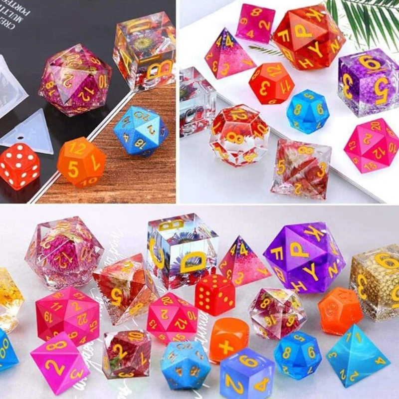 

15 Shapes Irregular Dice Epoxy Resin Mold DIY Crafts Casting Tools Multi-spec Digital Game Silicone Mould