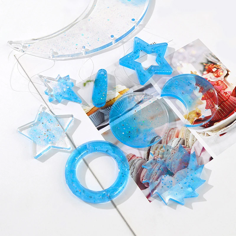 

Molds Silicone Kit Star Moon Wind Chimes Epoxy Resin Molds Resin Modeling Molds for Create Art DIY Wind-Bell Decorations