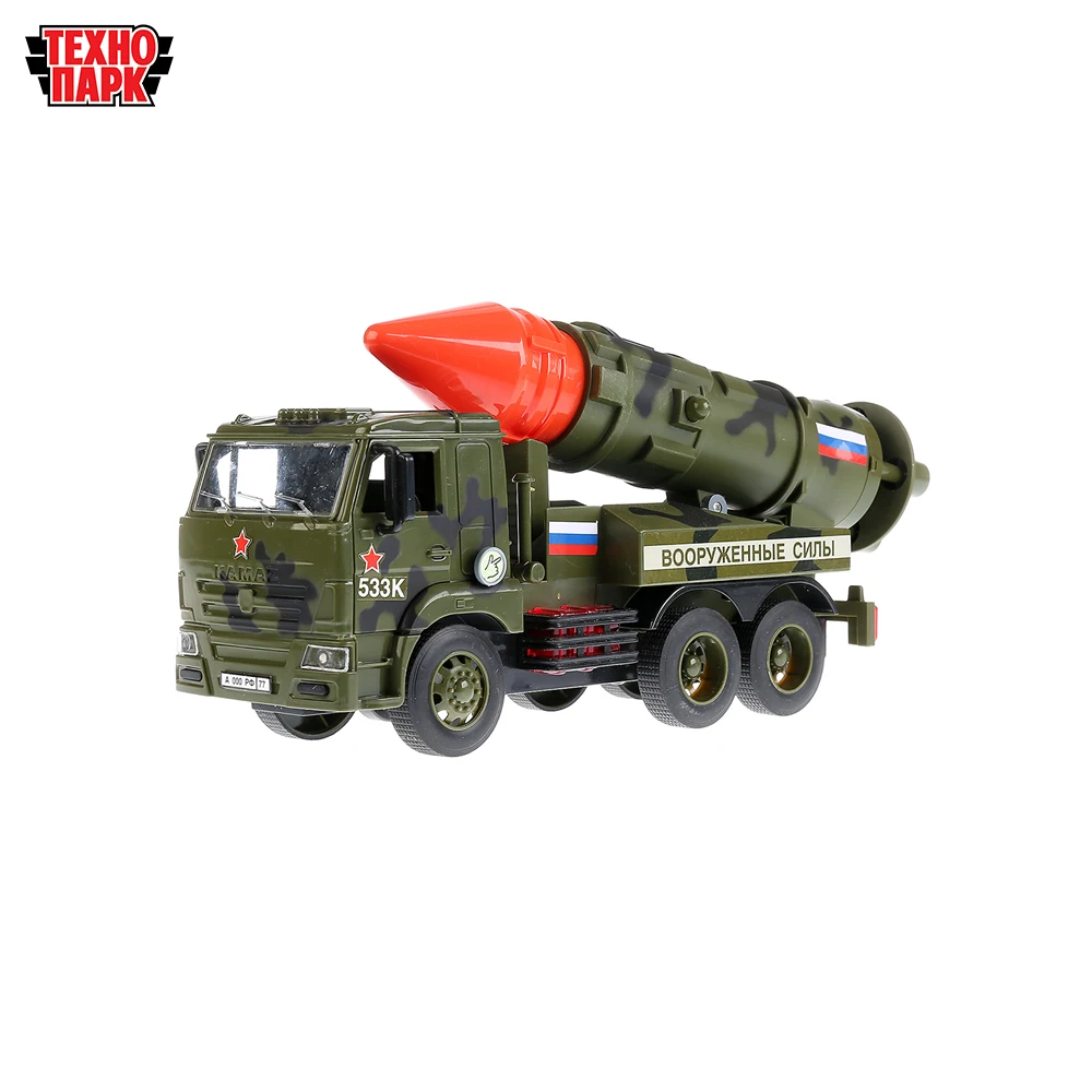 Машина ТЕХНОПАРК КАМАЗ Ракетница 25см пластиковая инерционная открываются двери