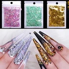 Holographics нерегулярные конфеты Стекло Бумага 3D хлопья блестки красочные Четырехугольная ногтей Мощность Блестки Дизайн ногтей дизайн для украшения дома