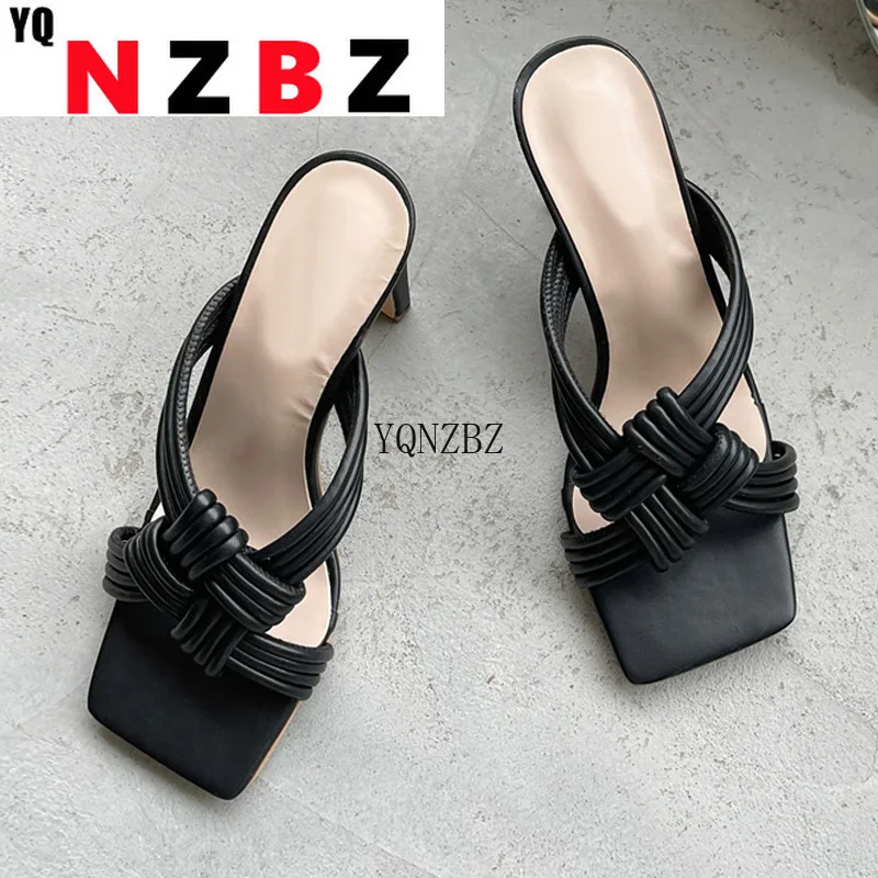 

YQNZBZ 2021 Women Slippers New Hot Women Weave Slides Heel Leisure Summer Outdoor Beach Flip Flop Ladies Sandals